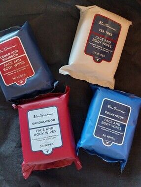 4 Pack BEN Sherman Face And Body Wipes 120 Total Travel 30 Each Tea Tree Cedar +